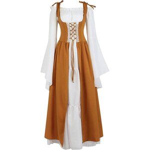MEDIEVAL Victorian Long Dress Cosplay Irish Costume Halloween Viking Fun NWT